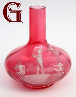 cranberry glass Mary Gregory vase